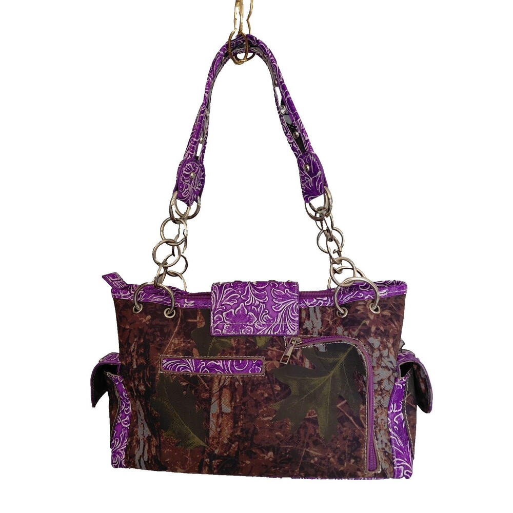 Cowgirl Trendy  Concealed Carry Purse with Wallet and Ammo Pouch Silver Sparkly - Picture 2 of 11